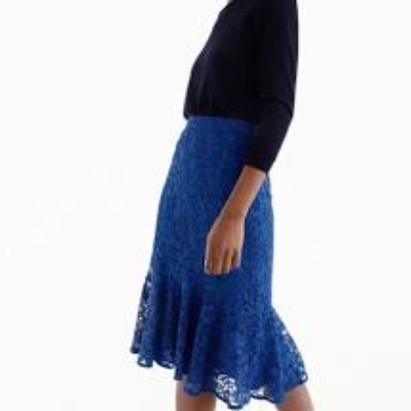 J. Crew Dresses & Skirts - J. Crew blue lace trumpet skirt NWT size 8